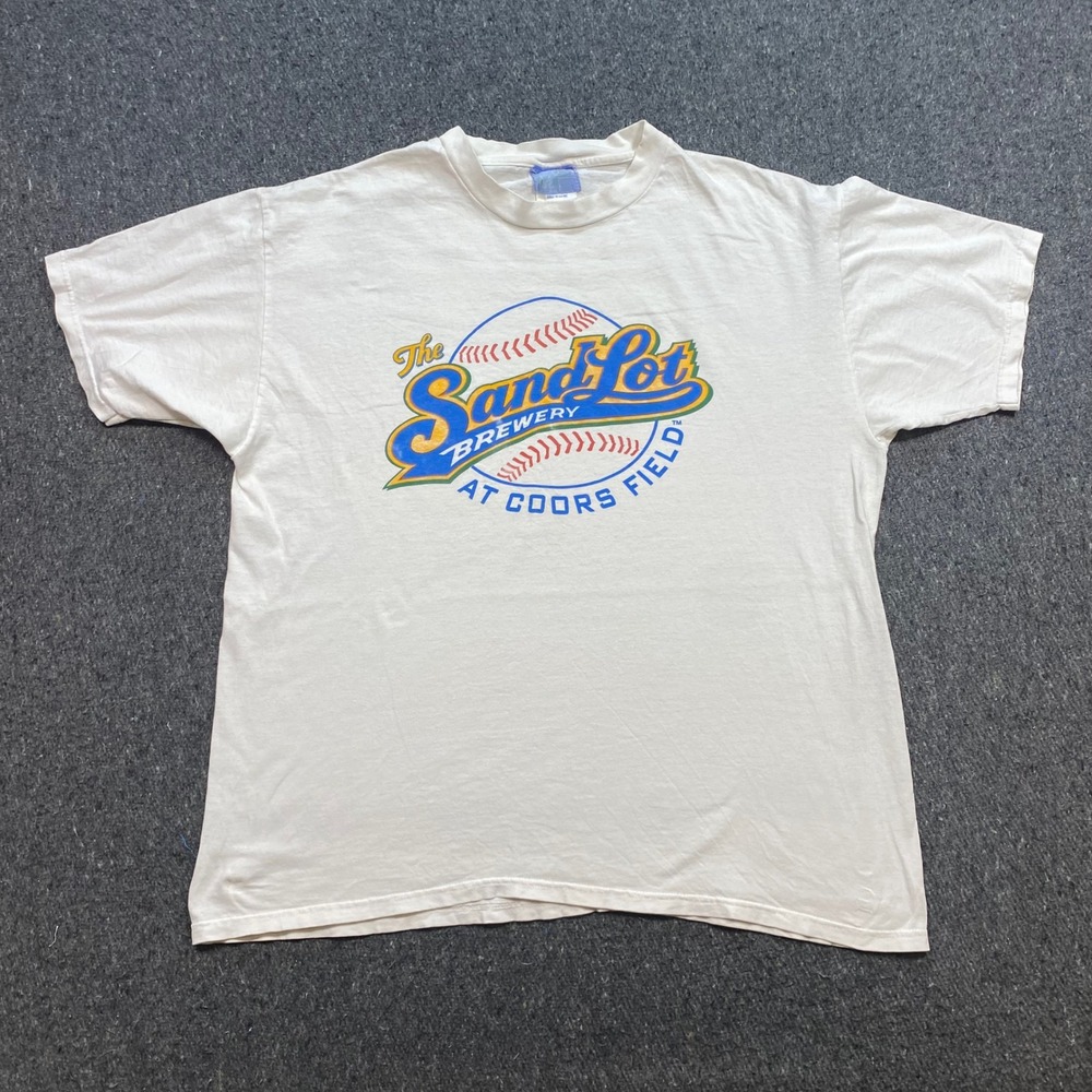 Sandlot Brewery TShirt Sz XL Mens White Skater Coors Field Baseball Graphic